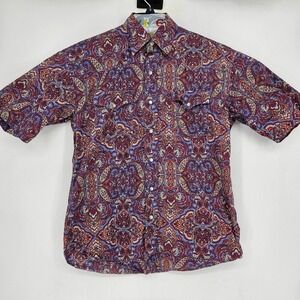 Stetson Pearl Snap Shirt Mens Medium Colorful Paisley Western Rodeo Long Sleeve